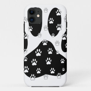 Capa Para iPhone 11 Pinturas Brancas na Impressão de Pata Preta