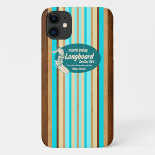 Capa Para iPhone 11 Pipeline Surfboard Hawaiian Stripes Aqua