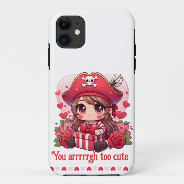 Capa Para iPhone 11 Pirata de Dia de os namorados (Verso)
