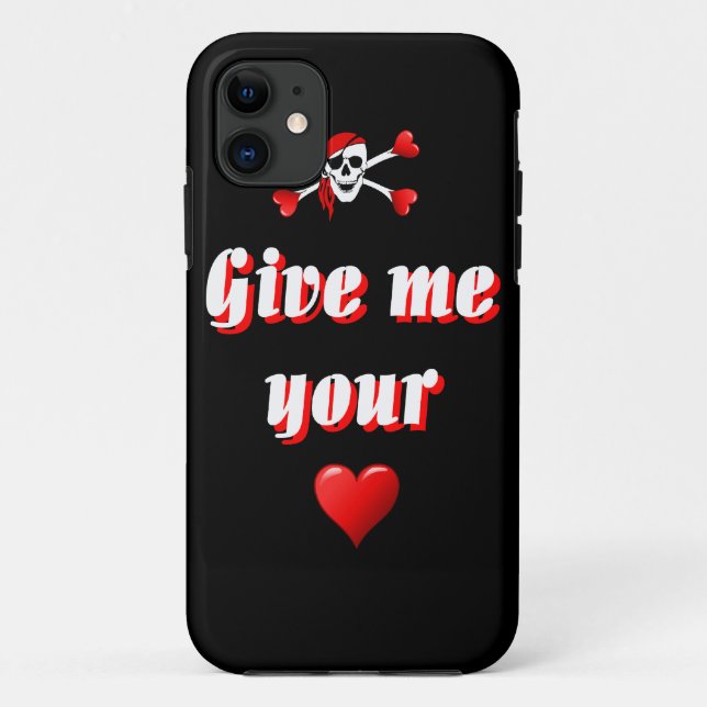 Capa Para iPhone 11 Pirata e corações (Verso)