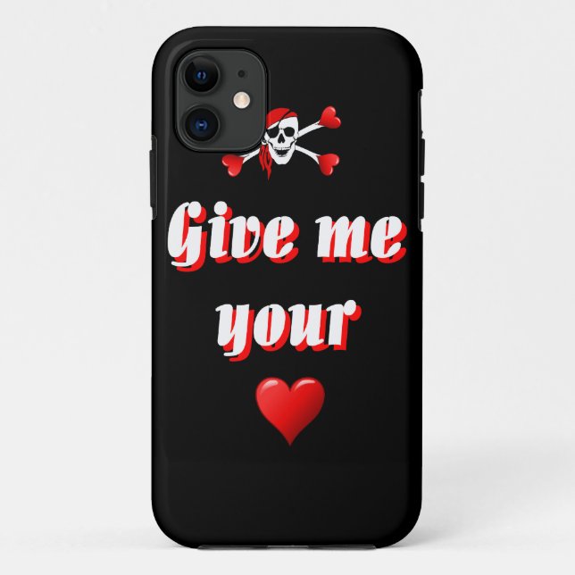 Capa Para iPhone 11 Pirata e corações (Verso)