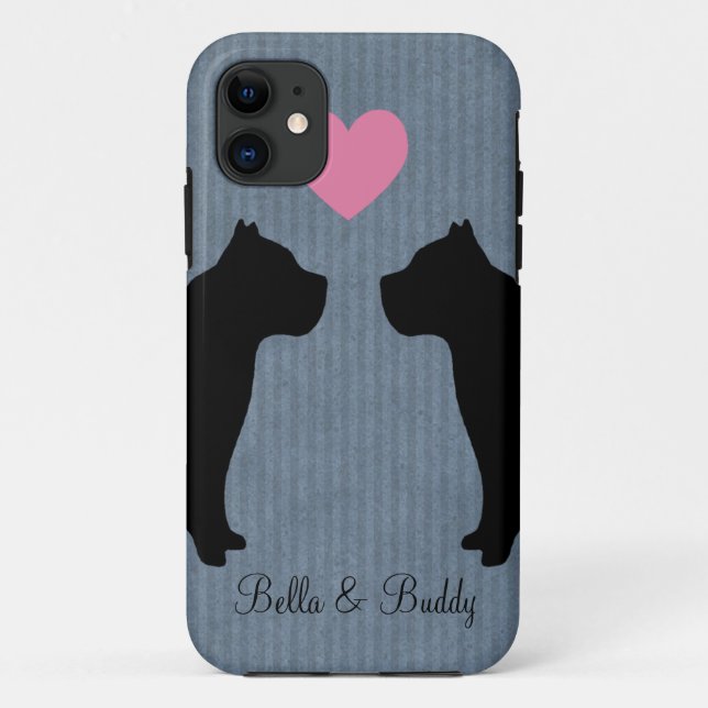 Capa Para iPhone 11 Pitbull Love Silhouette (Verso)