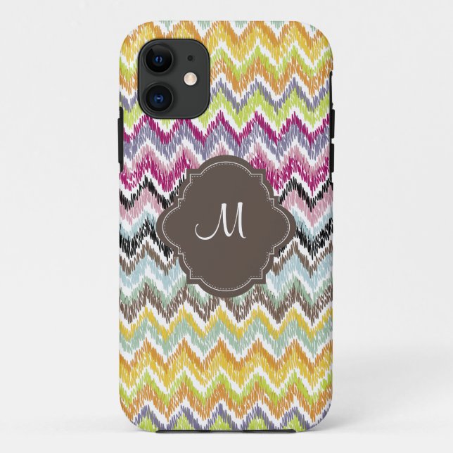 Capa Para iPhone 11 PixDezines diy cor de fundo/ikat chevron (Verso)