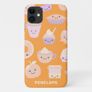 Capa Para iPhone 11 Pizza de Abóbora Cute Kawaii Autumn Pumpkin Padrão