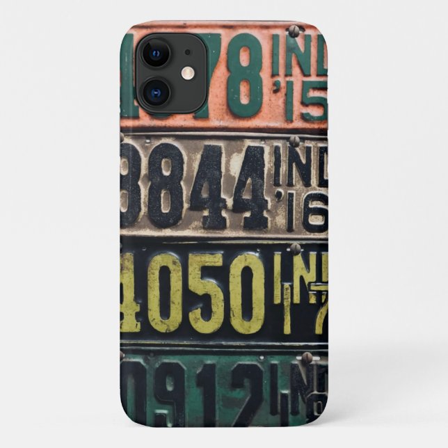 Capa Para iPhone 11 Placas de Licença Vintage (Verso)