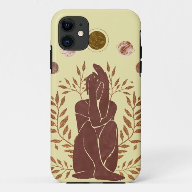 Capa Para iPhone 11 Planetas desbotados plantas pensando folhas lua (Verso)