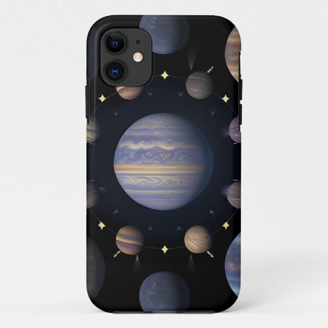 Capa Para iPhone 11 Planetas do sistema solar dispostos no espaço (Verso)