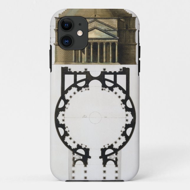 Capa Para iPhone 11 Plano à terra e fachada do panteão, Roma, de (Verso)