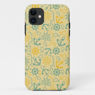 Capa Para iPhone 11 Plano de fundo retrô com âncora, cordas