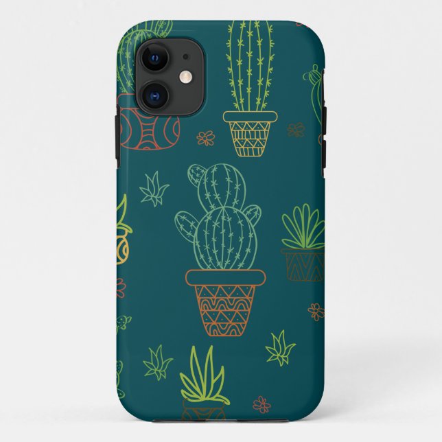 Capa Para iPhone 11 Plantas Caseiras Cactos Ilustração Boho Cactus (Verso)