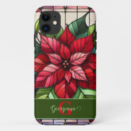 Capa Para iPhone 11 Poinsettia De Vidro Festivo Personalizado