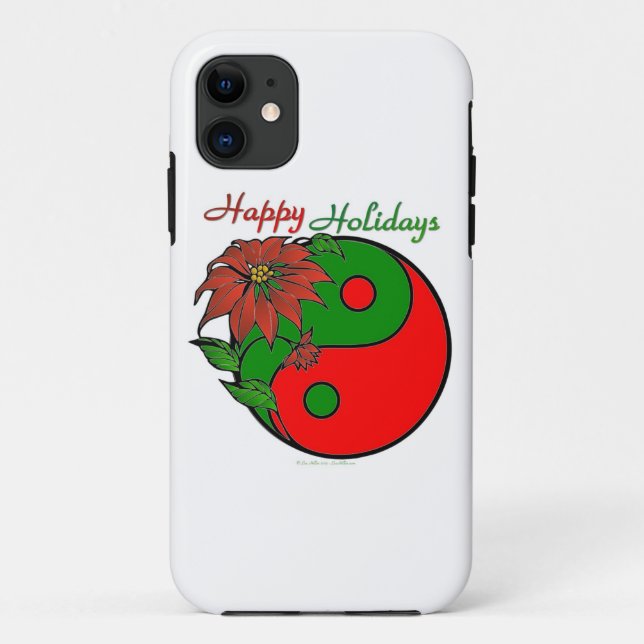Capa Para iPhone 11 Poinsettia Yin Yang de Natal (Verso)