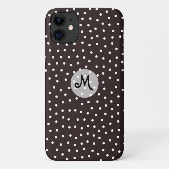 Capa Para iPhone 11 Polkadots brancos a preto com padrão único (Verso)