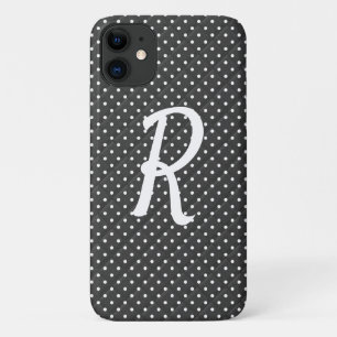 Capa Para iPhone 11 pontos brancos no monograma preto