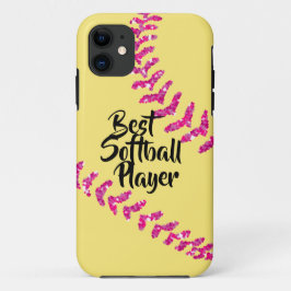Capa Para iPhone 11 Pontos de softball brilhantes rosa falso