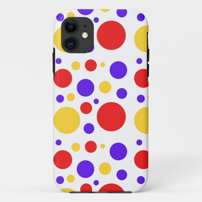 Capa Para iPhone 11 Pontos dos Círculos Amarelos Vermelhos (Verso)