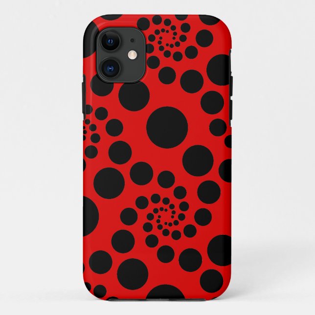 Capa Para iPhone 11 Pontos Espirais Pretos - Personalize o seu (Verso)