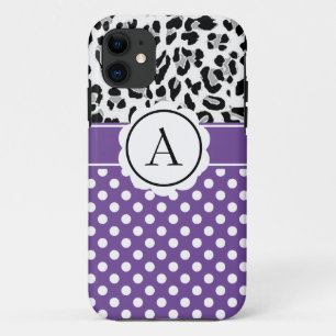 Capa Para iPhone 11 Pontos femininos e estampa de animais monograma Ca