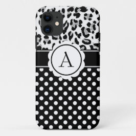 Capa Para iPhone 11 Pontos femininos e impressão de animais monograma