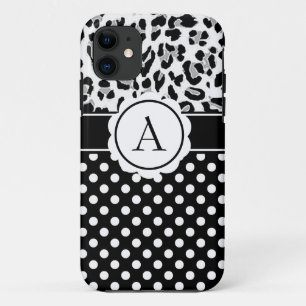Capa Para iPhone 11 Pontos femininos e impressão de animais monograma 