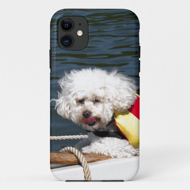 Capa Para iPhone 11 Poodle com jaqueta de vida (Verso)