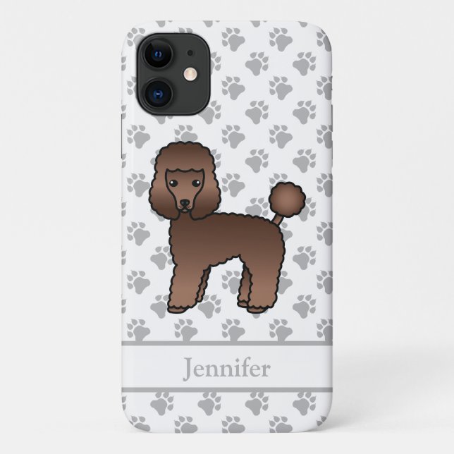 Capa Para iPhone 11 Poodle de Brinquedo Marrom Fofo Cachorro de Desenh (Verso)