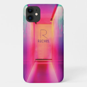 Capa Para iPhone 11 Pop Roxo Rosa Funky Nome Raiz Monograma