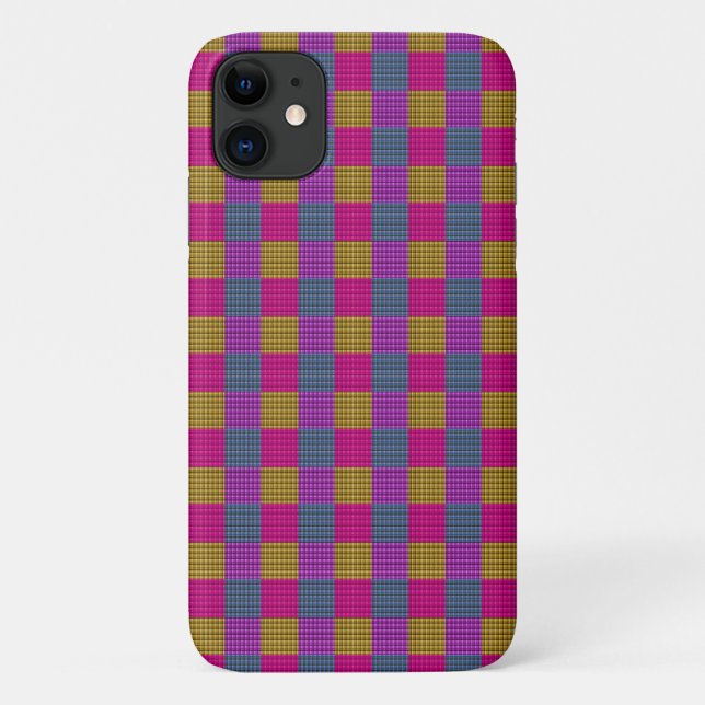 Capa Para iPhone 11 Pop Tartan, cor-de-rosa, (Verso)
