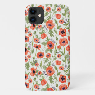 Capa Para iPhone 11 Poppies Orange Floral Patterno
