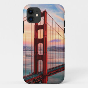 Capa Para iPhone 11 Por do sol bonito do inverno em golden gate bridge