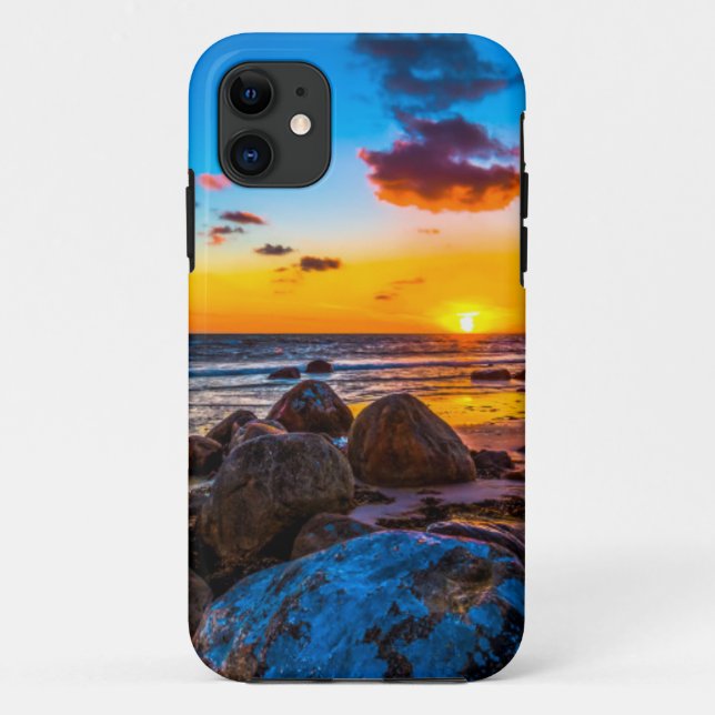 Capa Para iPhone 11 Por do sol no mar (Verso)