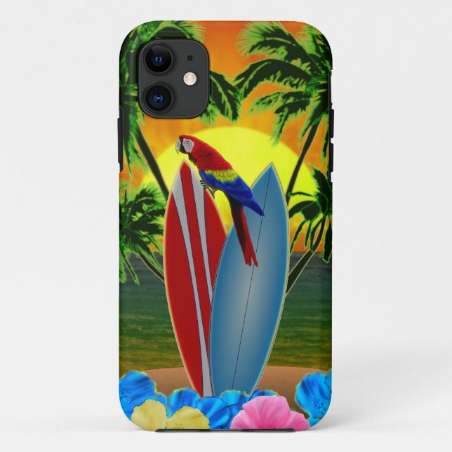 Capa Para iPhone 11 Por do sol tropical (Verso)