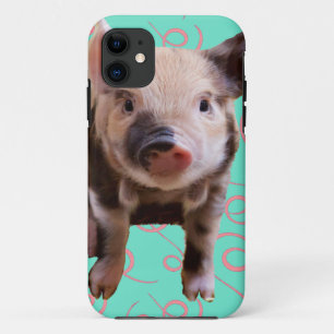 Capa Para iPhone 11 Porco bonito - redemoinhos do azul & do rosa