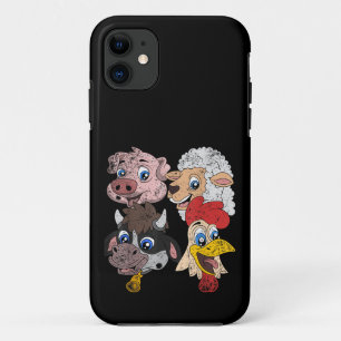 Capa Para iPhone 11 Porco Ovelino Galinha Bebês Crianças Engraçadas Sq