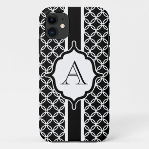 Capa Para iPhone 11 Porta-capas de iphone Monograma de rendas Pretas