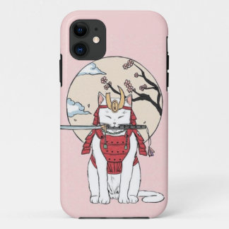 Capa Para iPhone 11 Poster de Gato Sakura Samurai Japonês