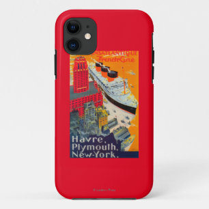 Capa Para iPhone 11 Poster de viagens da linha francesa, Havre para Pl