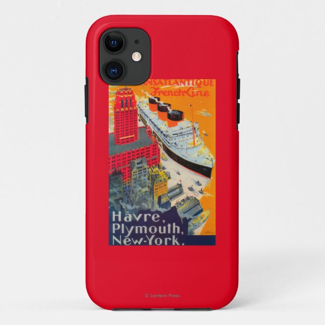 Capa Para iPhone 11 Poster de viagens da linha francesa, Havre para Pl (Verso)