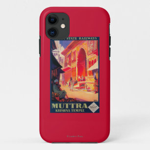 Capa Para iPhone 11 Poster de viagens do templo de Muttra Krishna