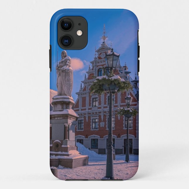 Capa Para iPhone 11 Praça da Prefeitura de Riga no inverno (Verso)