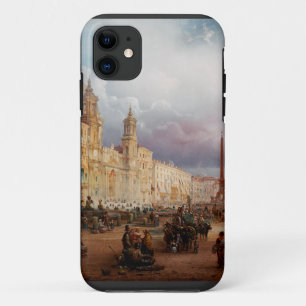 Capa Para iPhone 11 Praça Navona Mercado Roma Década de 1850 Arte