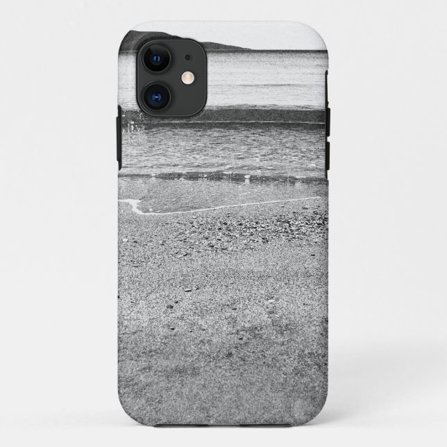 Capa Para iPhone 11 Praia da Areia Preta e Branca (Verso)