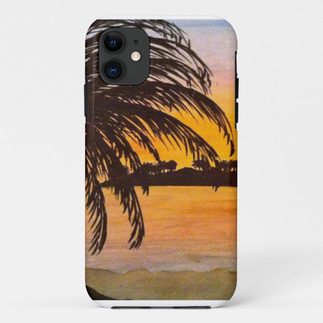 Capa Para iPhone 11 praia do por do sol (Verso)