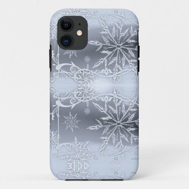 Capa Para iPhone 11 Prata de Natal Perfeito Maravilhosa SNowflake (Verso)