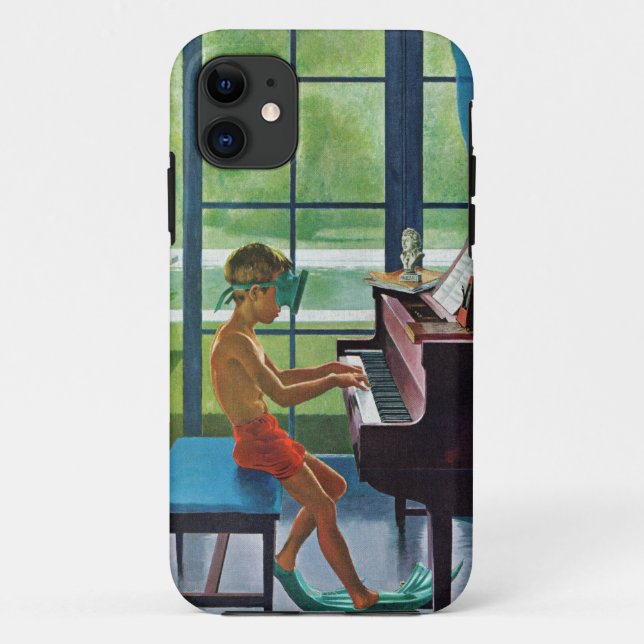 Capa Para iPhone 11 Prática do piano da piscina (Verso)