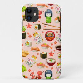 Capa Para iPhone 11 Prato de sushi japonês a rosa