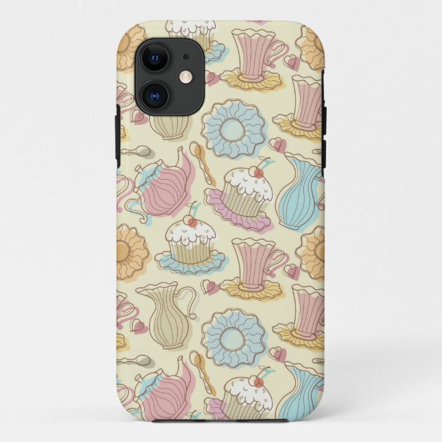 Capa Para iPhone 11 Pratos De Desenho Mão Silhuetas (Verso)