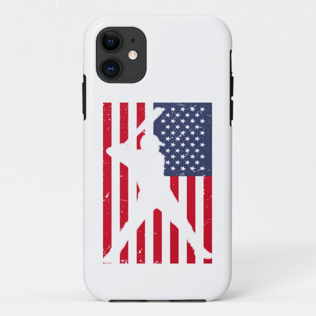 Capa Para iPhone 11 Presente da Equipe de Beisebol da Bandeira America (Verso)