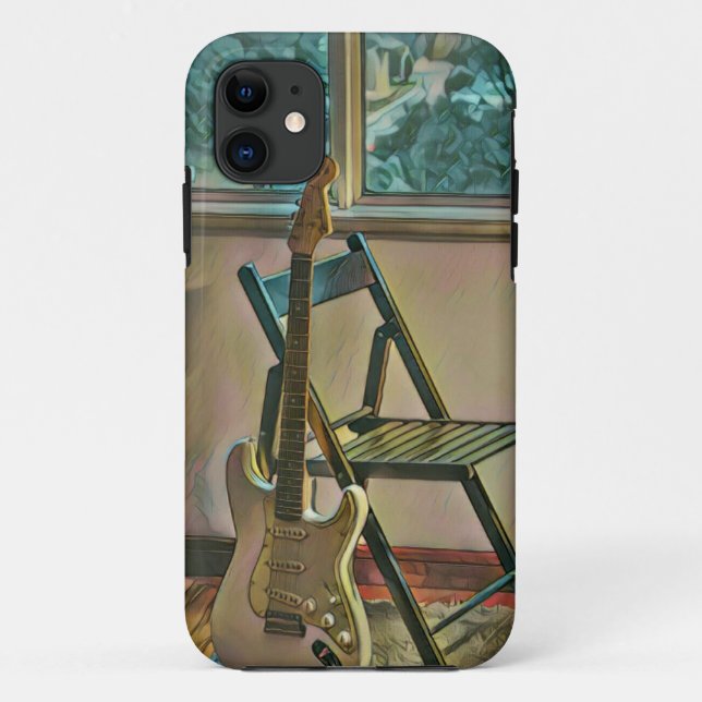 Capa Para iPhone 11 presente de aniversário guitarrista (Verso)