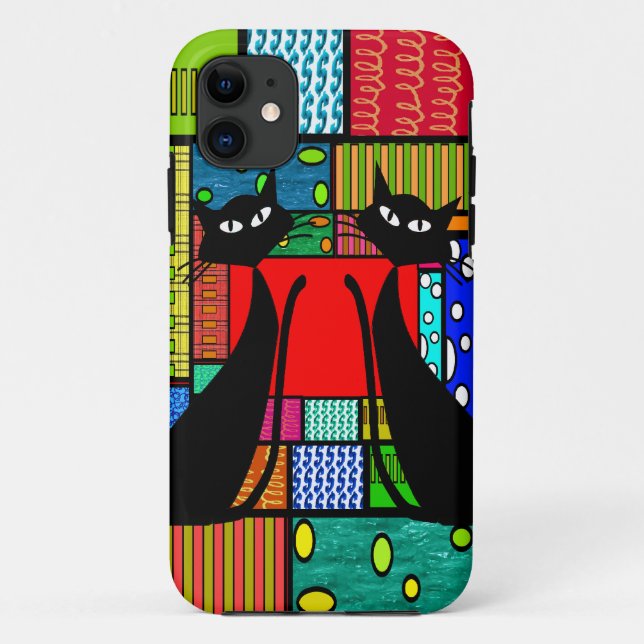 Capa Para iPhone 11 Presentes lunáticos da arte do gato (Verso)